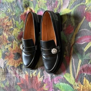 Ganni Crystal Embellished Loafers. Black. Size EU 41